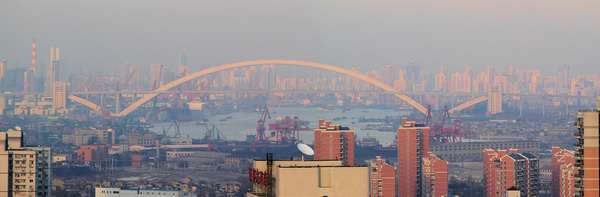 Lupu Bridge,Shanghai,China,world's longest arch bridge,Shanghai Science Commission and Engineering Administration,precise jointing,huangpu river,pudong,lupu bridge sightseeing